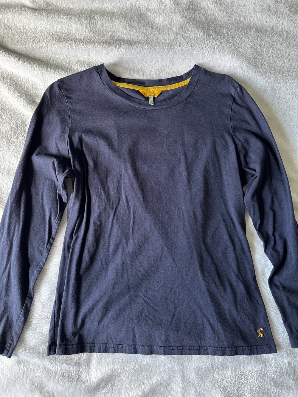 Joules Navy Long-Sleeve Crew Tee with Yellow Trim